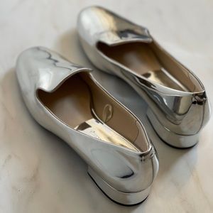 Zara silver Metallic Loafers